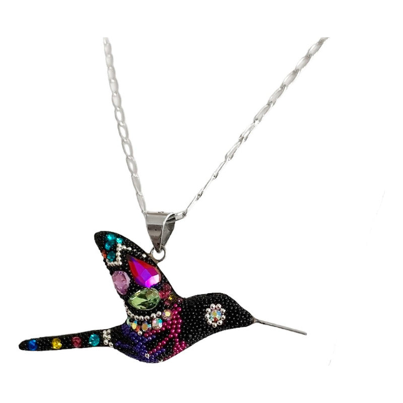 Collar Aretes Colibrí Artesanal Zirconias Plata Ley 925