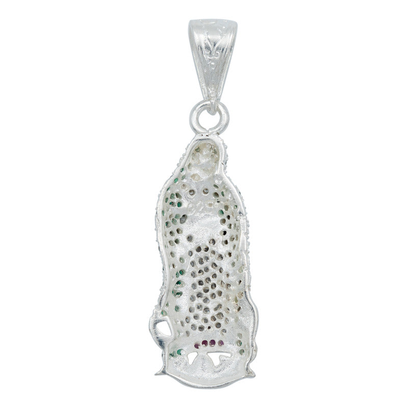 Dije Virgen De Guadalupe Zirconias Plata Solida 925 5.9 Cm