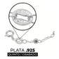 Pulsera Ajustable Nudo Bruja Esmaltado Mujer Plata 925 - Blanco - 19 Cm