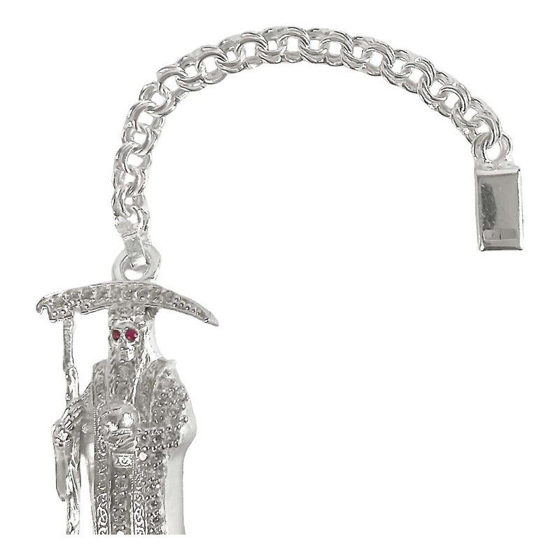 Pulsera Santa Muerte Esclava Zirconias Plata Solida Ley S925