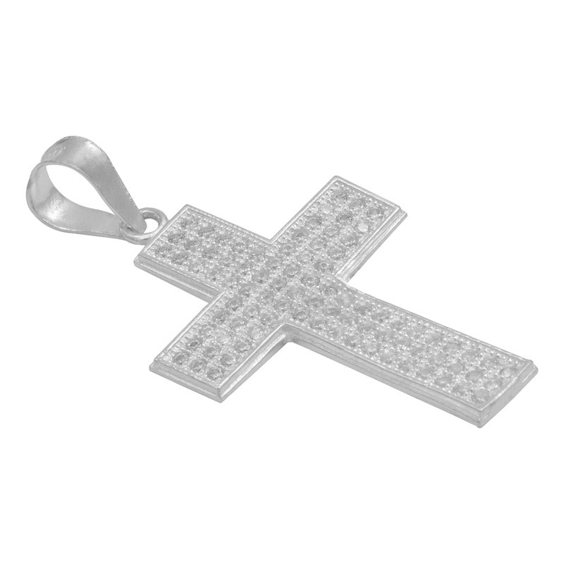 Dije Cruz Mediano Zirconias Hombre Regalo Plata 925 3.9 Cm