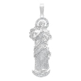 Dije Virgen Desatanudos Grande Zirconias Plata 925 6 Cm Blanco