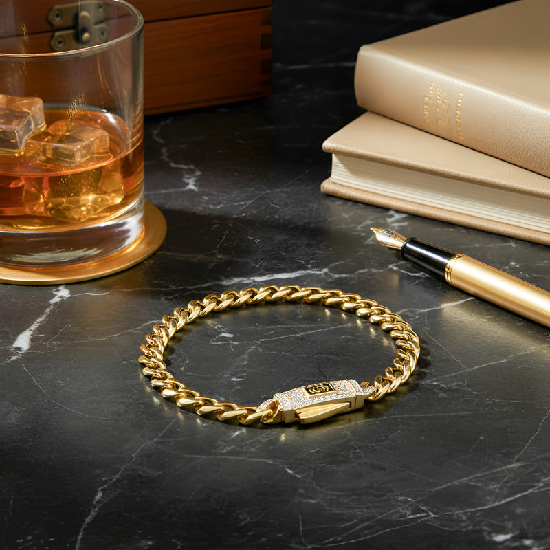 Pulsera Cubana Oro 10k Zirconias Unisex 18 Cm X 5 Mm 6.1g Amarillo 6 Cm 18 Cm