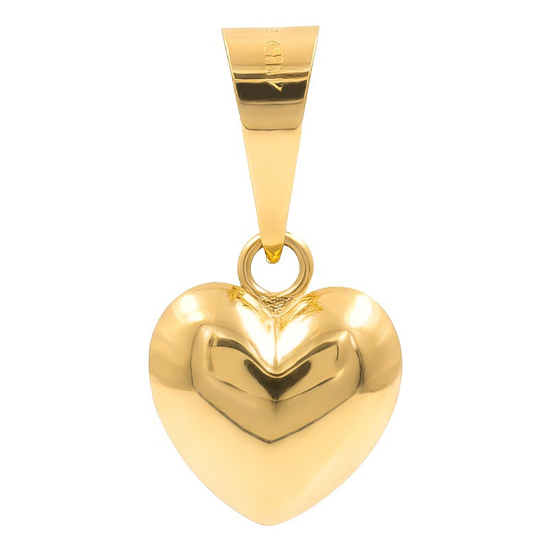 Dije Corazón Inflado Liso Amor Mujer Regalo Oro 10k 1.5 Cm Amarillo
