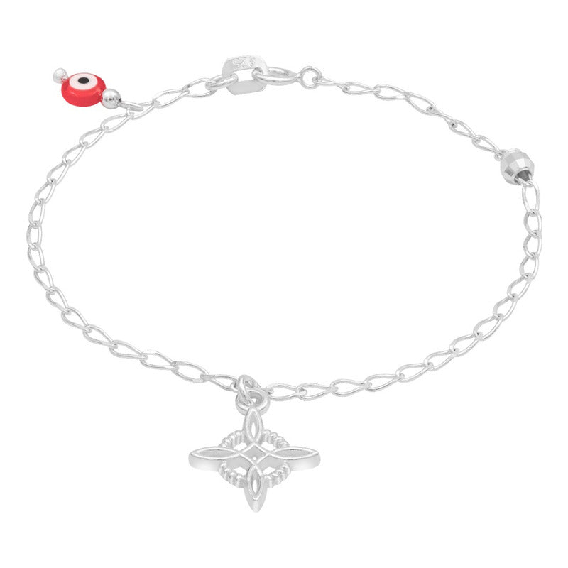 Pulsera Nudo De Bruja Una Bola Facetada Ojo Turco Plata 925 Rojo 18 Cm