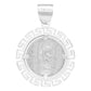 Dije Medalla San Judas Grecas Zirconias Plata 925 3.4 Cm Blanco