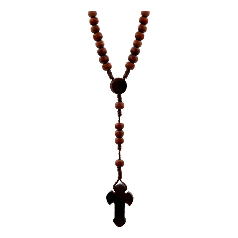 Rosario Católico Madera San Benito Cristo Virgen Grabados