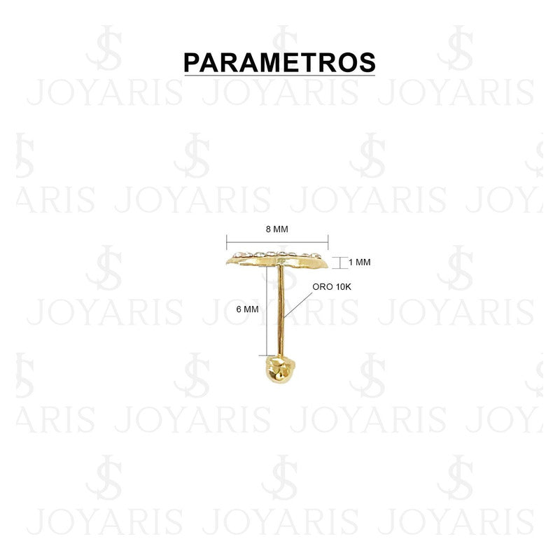 Broquel Arete Infinito Zirconias Amor Mujer Regalo Oro 10k