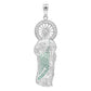 Dije Medalla Grande San Judas Tadeo Zirconias Plata925 6.1cm Verde