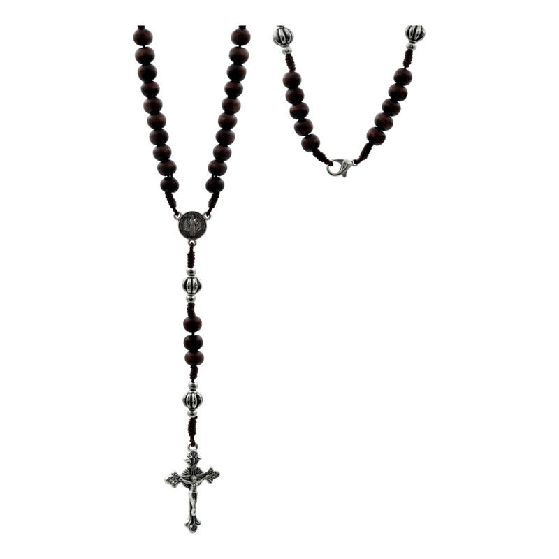 Rosario Católico Madera Con Metal San Benito Cristo Virgen