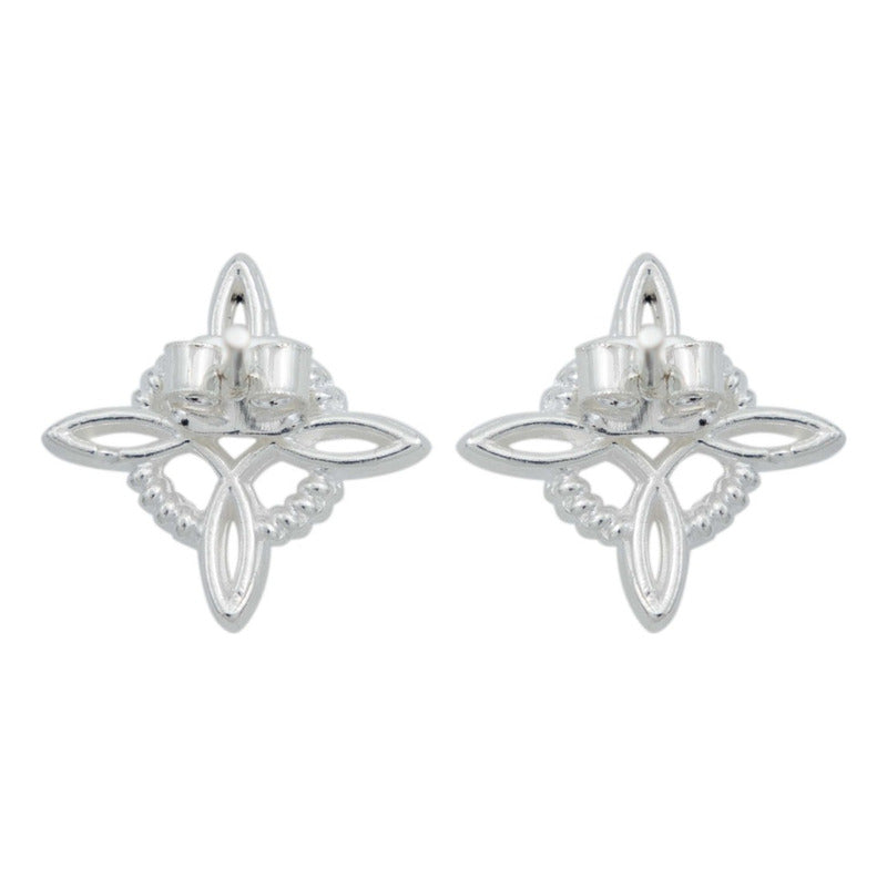 Arete Broquel Nudo Bruja Celta Clásico Liso Amuleto Plata925