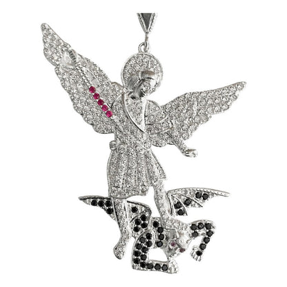 Dije Grande San Miguel Arcangel Zirconias Plata Solida 925