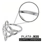 Anillo Nudo De Bruja Celta Liso De Plata Ley .925 Amuleto 8.5 Plateado