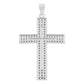 Dije Cruz Grande Plana Zirconias Hombre Plata 925 4.6 Cm Blanco