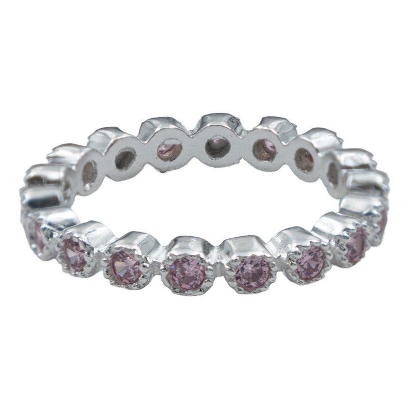 Anillo Churumbela Completa Zirconias De Plata Pura Ley .925