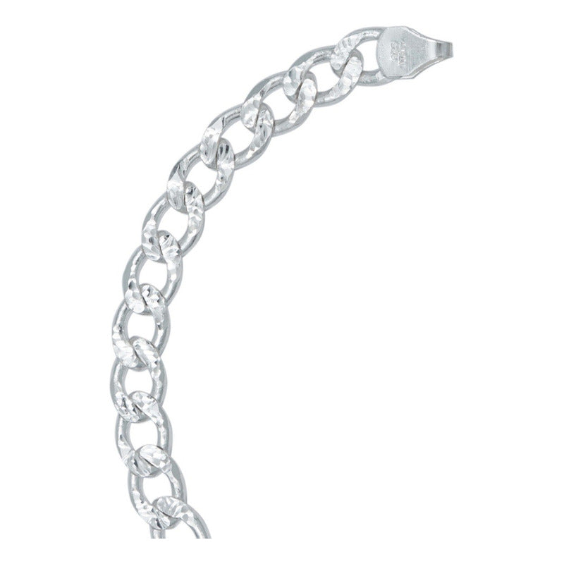 Esclava Pulsera Hombre Cubana Diamantada Plata Italy 925 6mm