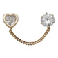 Arete Broquel Corazón Grande Cadena Zirconia Mujer Oro 10k