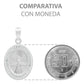 Dije Medalla Oval Espiritu Santo Zirconias Plata 925 1.4 Cm Blanco