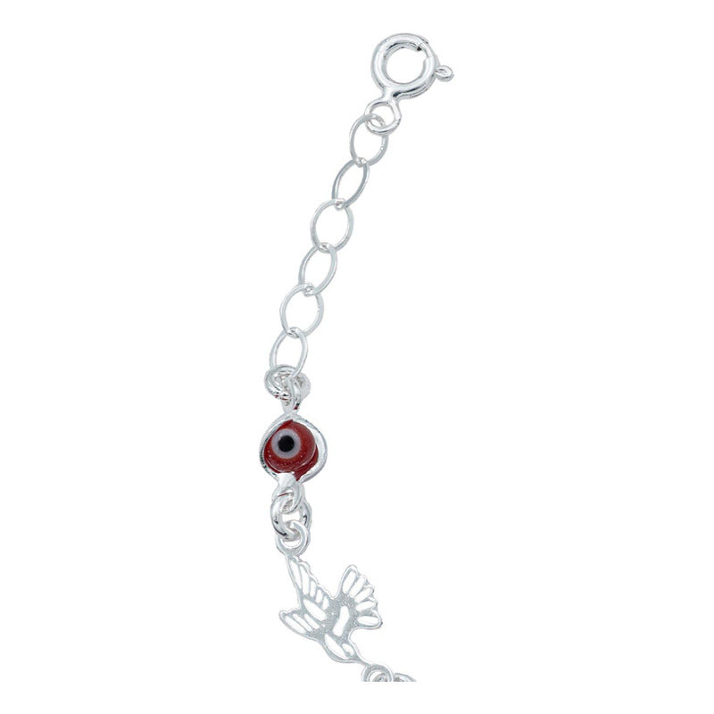 Pulsera Ajustable Colibri Ojo Turco Mujer Regalo Plata 925