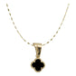 Collar Trebol Esmaltado Flor Corridos Tumbados Oro 10k 45 Cm Negro