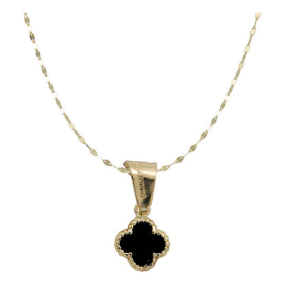 Collar Trebol Esmaltado Flor Corridos Tumbados Oro 10k 45 Cm