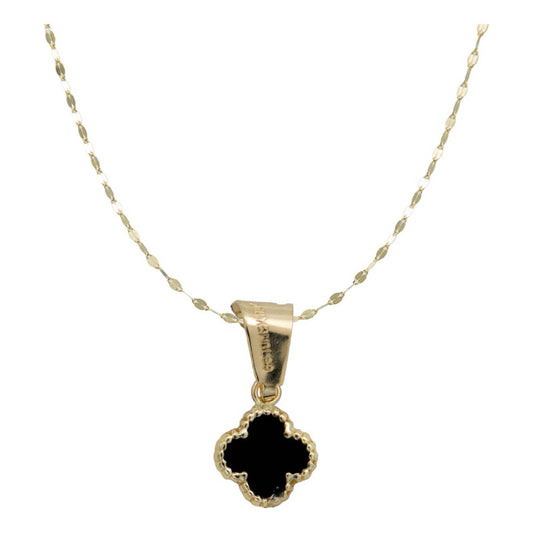 Collar Trebol Esmaltado Flor Corridos Tumbados Oro 10k 45 Cm