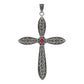 Dije Cruz Grande Rodizada De Plata Ley 925 Con Zirconia 6 Cm Rojo