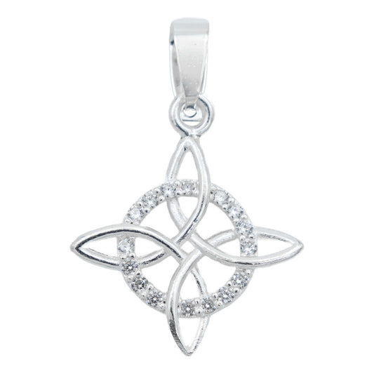 Joyaris Dije Amuleto Nudo De Bruja Celta Con Zirconias Para Mujer Elaborado Con Plata Sólida Ley 925