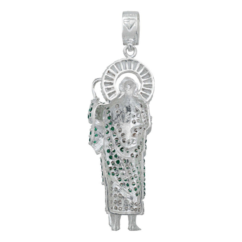 Dije Grande San Judas Zirconias Piedras Plata 925 7.8 Cm