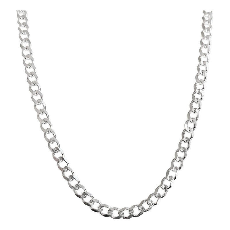 Cadena Cubana Delgada Plata S925 Hombre Barbado 70 Cm X 4mm
