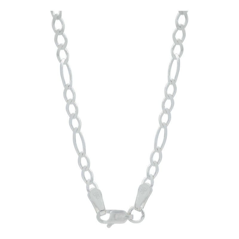 Cadena De Plata Ley 925 Hombre Mujer Fígaro 3x1 50 Cm X 4 Mm