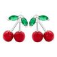 Joyaris Aretes Cereza Plata 925 Mujer Broche Mariposa Regalo