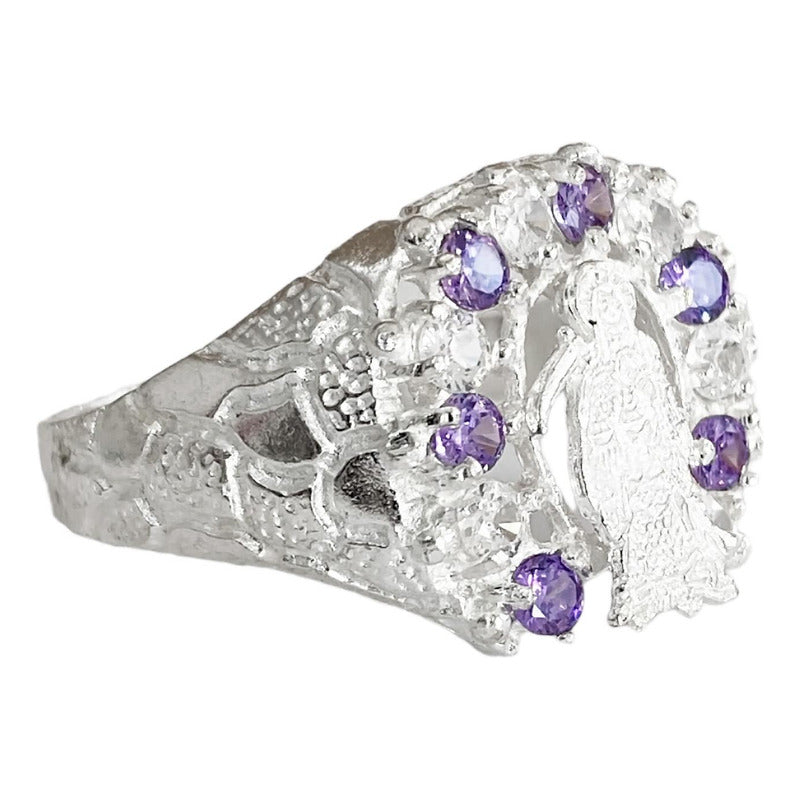 Anillo Santa Muerte Herradura Zirconias Plata Ley 925