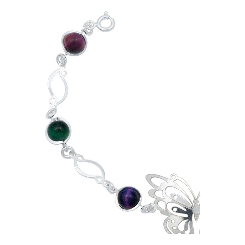 Pulsera Mariposa Primavera Piedra Natural Mujer Plata 925