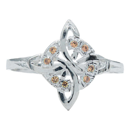 Anillo Nudo De Bruja Celta Diamantado Zirconias Plata S925
