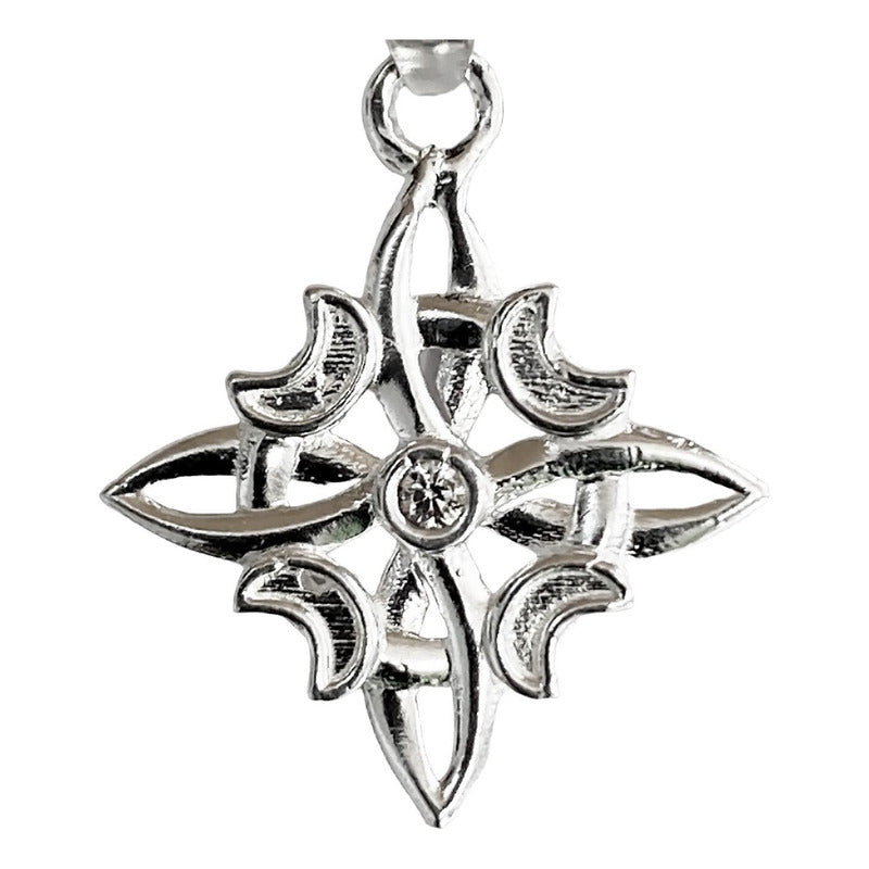 Dije Nudo De Bruja Fases Lunares Zirconia Plata Pura Ley 925