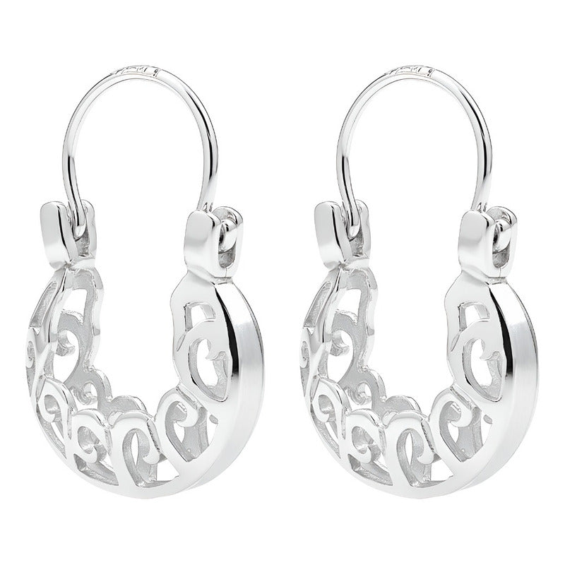 Arracadas Mujer Huggies De Plata 925 Calada Diseño Espiral