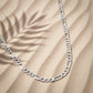 Cadena Figaro 3x1 Diamantada Hombre Plata 925 70 Cm X 5 Mm Plateado