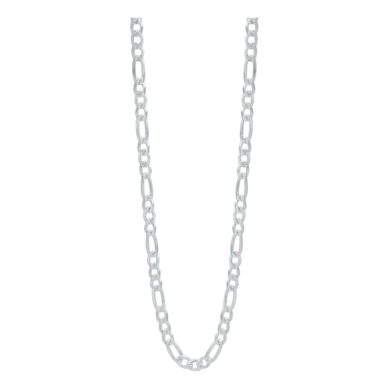 Cadena De Plata 925 Diamantada Hombre Fígaro 55 Cm X 6 Mm
