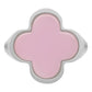 Anillo Grande Hombre Mujer Trebol Esmaltado Resina Plata 925 Rosa 8