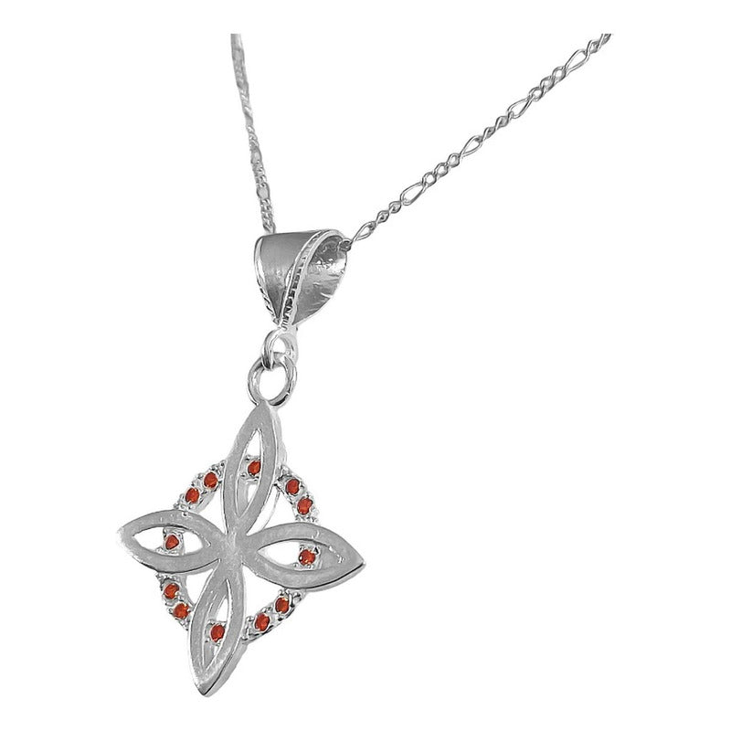 Collar Dije Nudo Bruja Plano Zirconia Flor Estrella Plata925