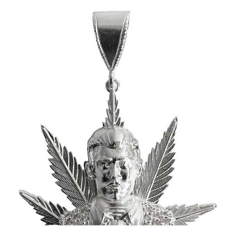Dije Grande Jesús Malverde Cannabis Zirconias Plata Ley 925