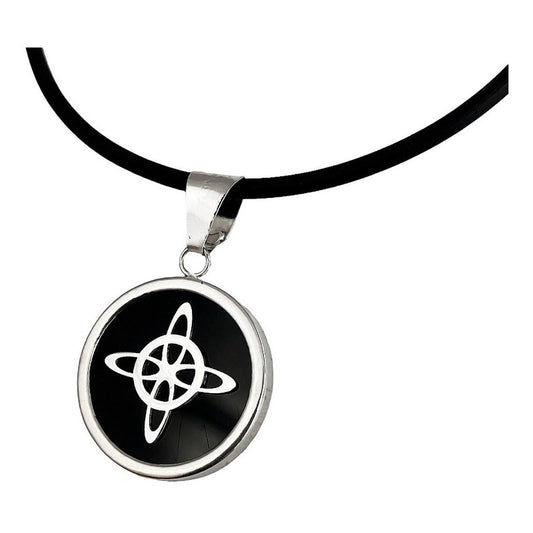 Collar Ajustable Caucho Nudo De Bruja Encapsulada Plata 925