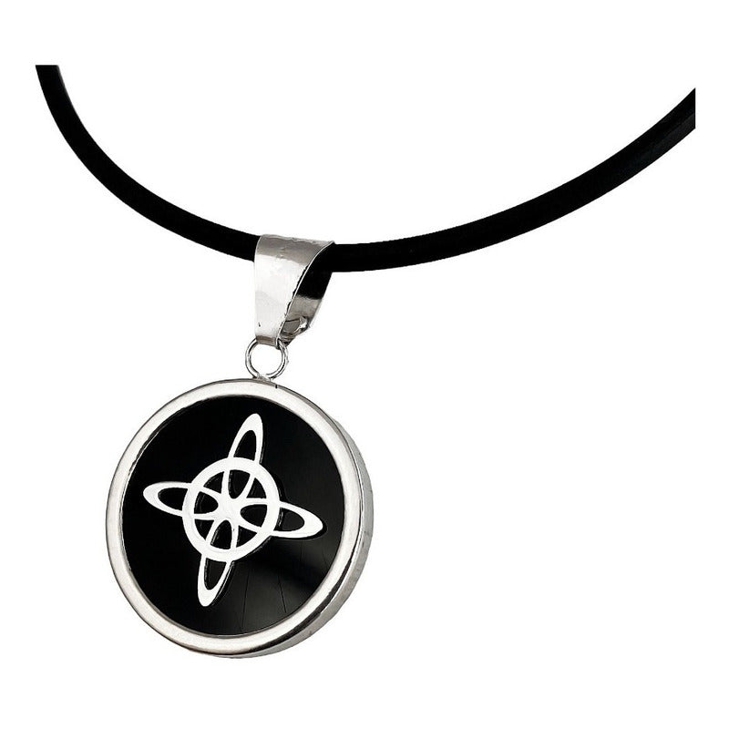 Collar Ajustable Caucho Nudo De Bruja Encapsulada Plata 925