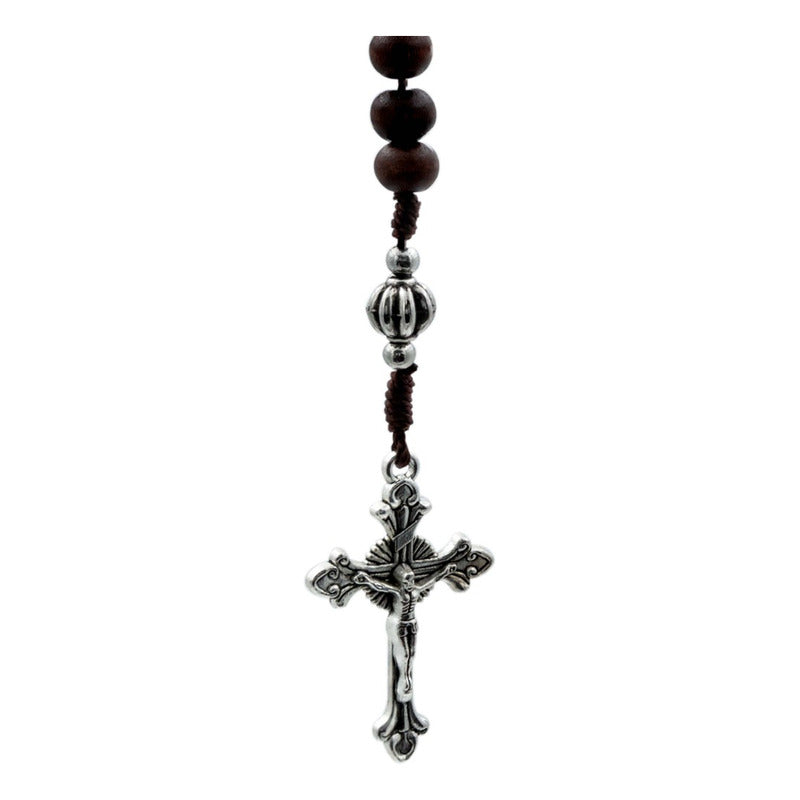 Rosario Católico Madera Con Metal San Benito Cristo Virgen