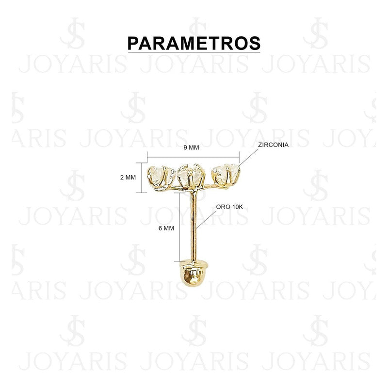 Broquel Lambada 3 Estrellas Zirconias Mujer Regalo Oro 10k
