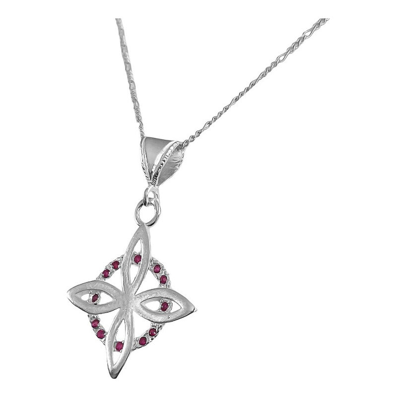 Collar Dije Nudo Bruja Plano Zirconia Flor Estrella Plata925