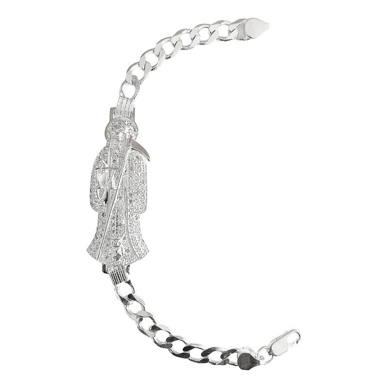 Pulsera Cuabana Santa Muerte Esclava Plata Ley 925
