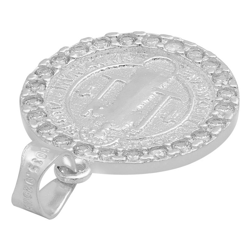Dije Doble Vista San Benito Zirconias Unisex Plata 925 1.6cm
