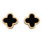 2 Pares Broquel Trebol Acero Inoxidable Chapa De Oro